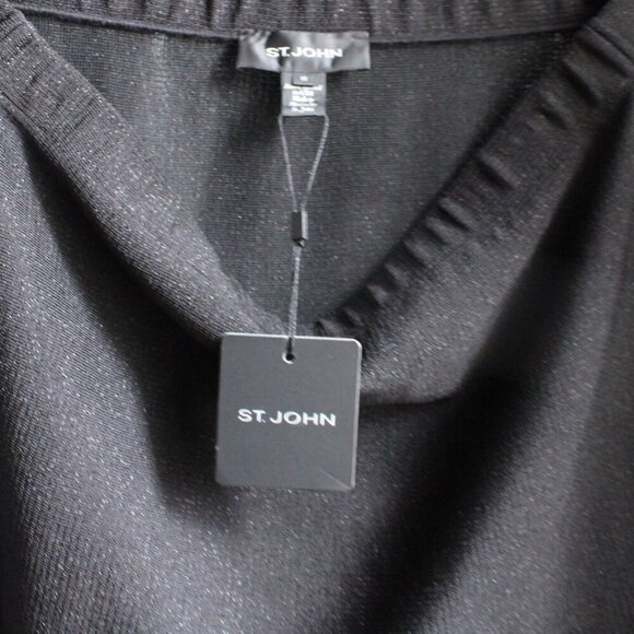 St. John Women's Black Caviar Shimmer Wool Blend Knit A-Line Skirt Size 10 NWT - Picture 5 of 7